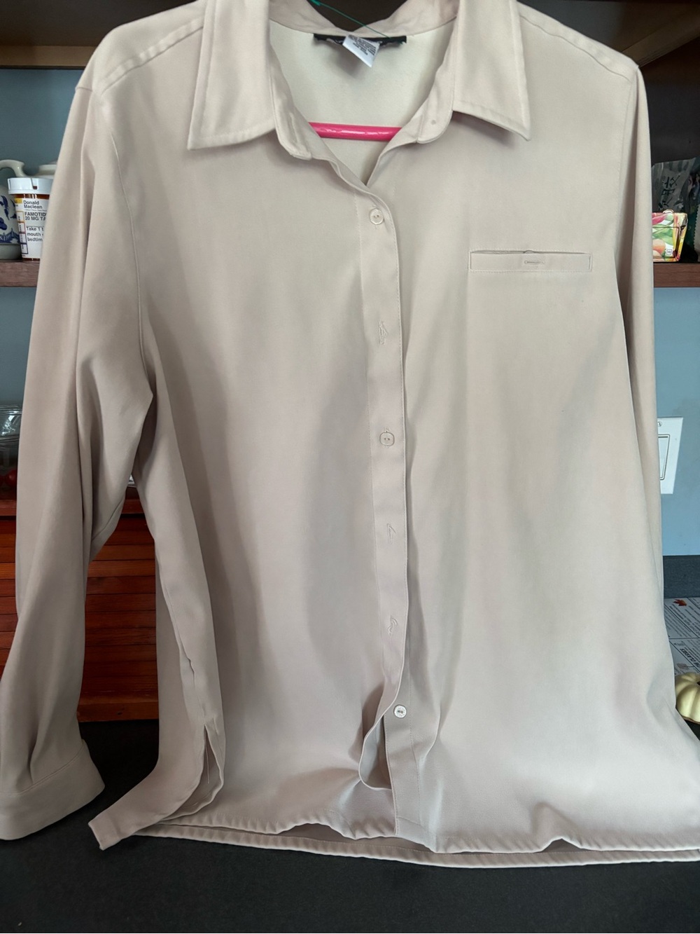 Classic Women's Button-Down Shirt in Light Beige